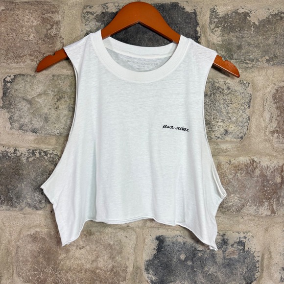 Spiritual Gangster Tops - Spiritual Gangster Peace Seeker White Cropped Muscle Tank Top Women's Medium USA